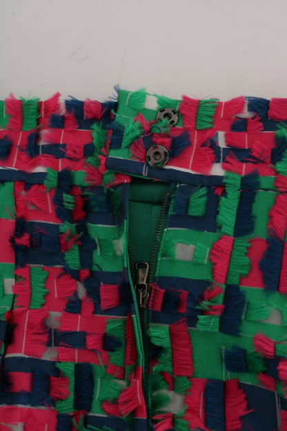 Gonna a tubino in jacquard rosa e verde Dolce &amp; Gabbana