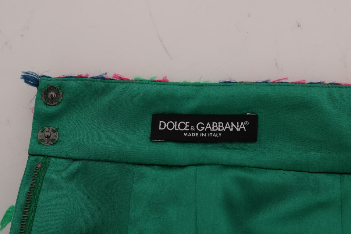 Gonna a tubino in jacquard rosa e verde Dolce &amp; Gabbana