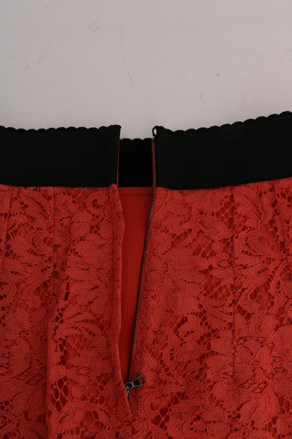 Gonna tubino in pizzo macramè arancione Dolce &amp; Gabbana