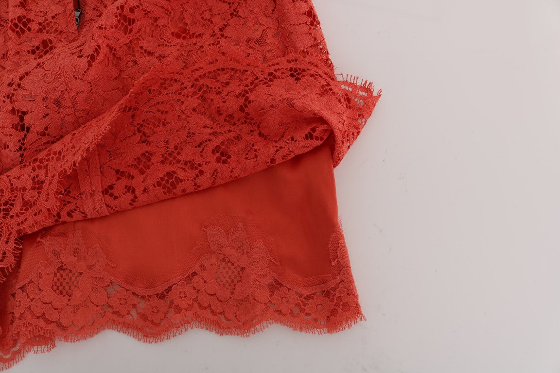 Gonna tubino in pizzo macramè arancione Dolce &amp; Gabbana