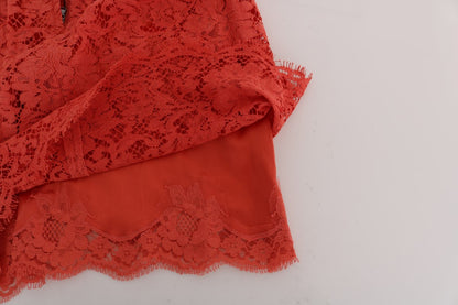 Gonna tubino in pizzo macramè arancione Dolce &amp; Gabbana