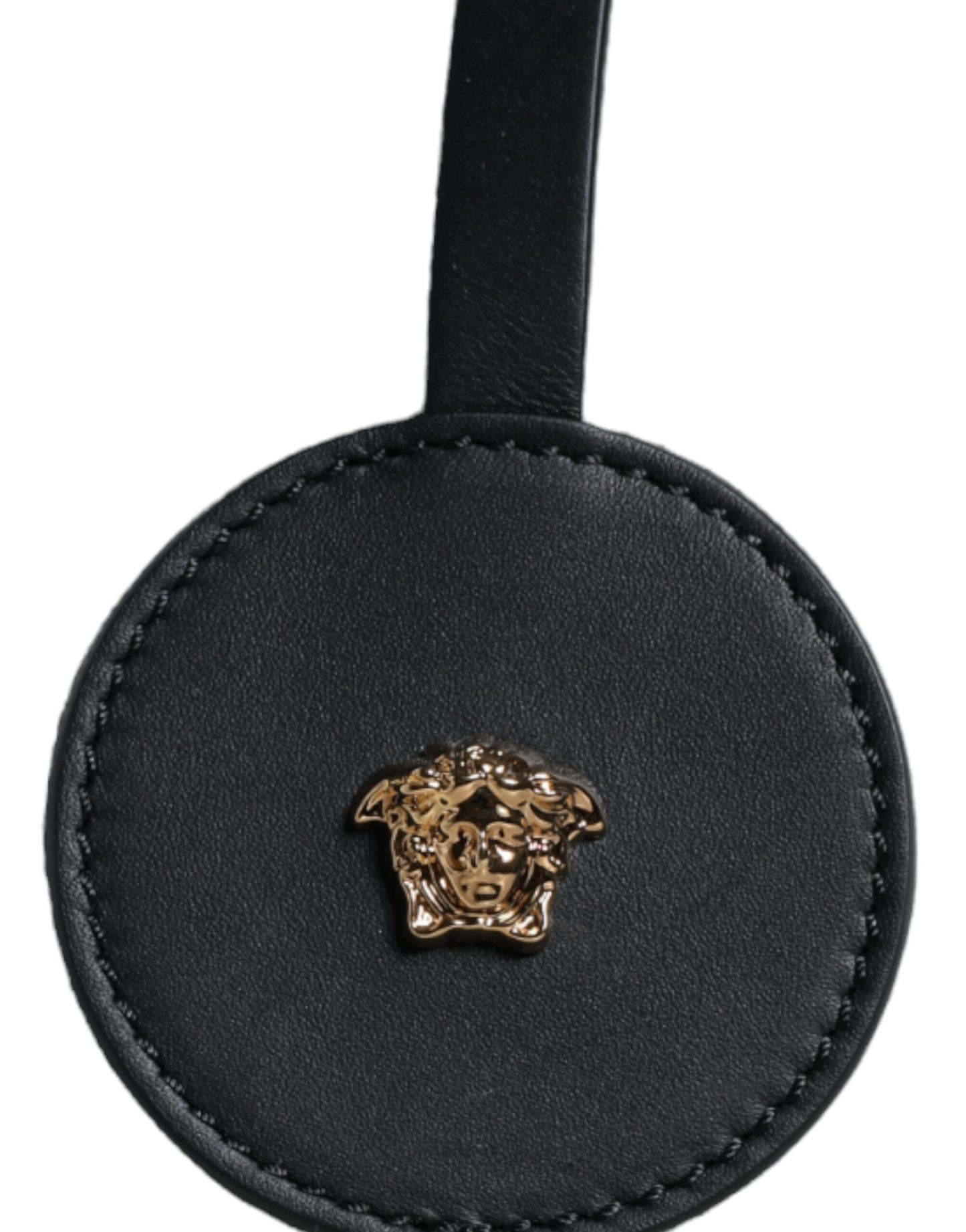 Borsa a tracolla con logo in pelle e tela con manico superiore Versace bianca