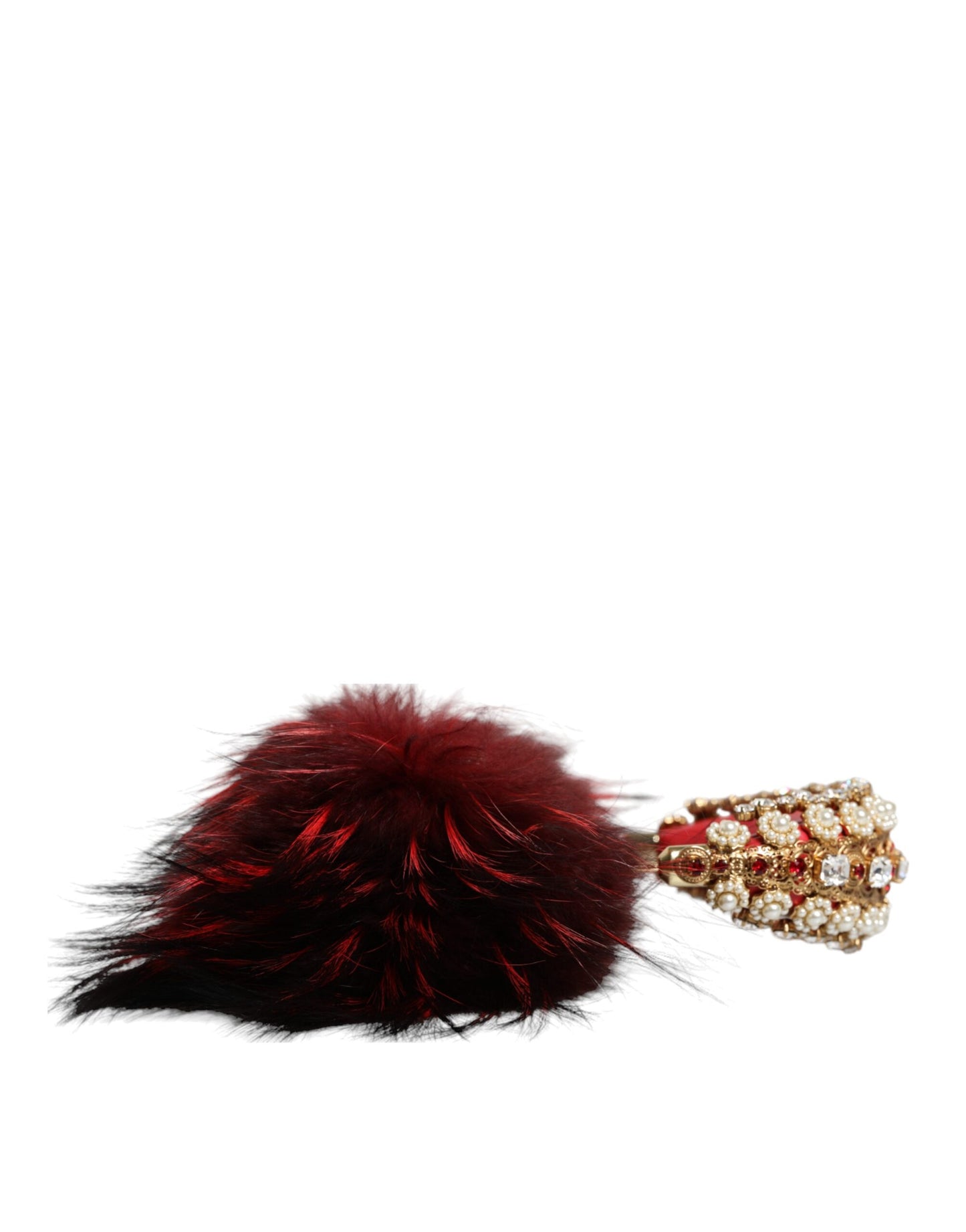 Cuffie audio AUX Dolce &amp; Gabbana in pelliccia di cristallo rosso oro