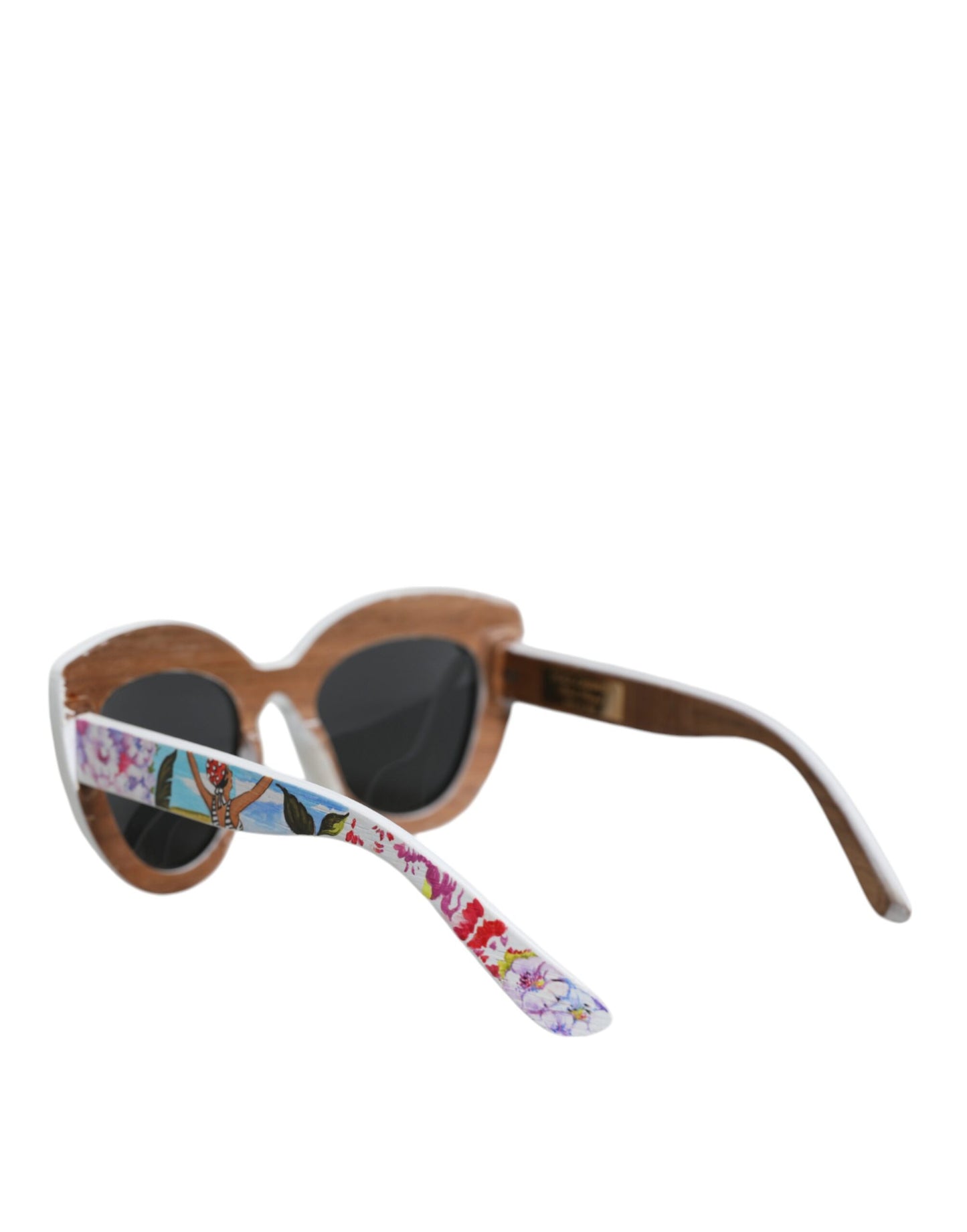 Occhiali da sole Dolce &amp; Gabbana con montatura in ottone e cristalli multicolore in legno e dipinti a mano con motivi floreali