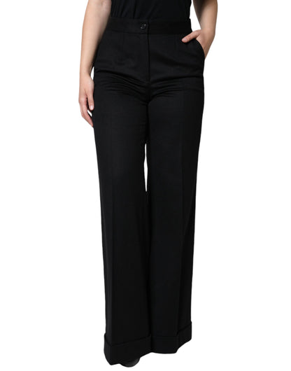 Pantaloni da donna a vita media in cashmere nero Dolce &amp; Gabbana
