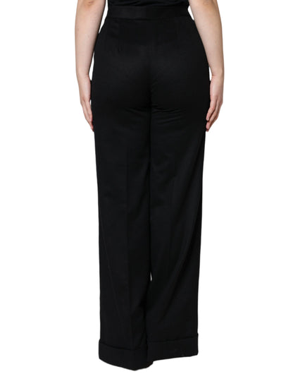 Pantaloni da donna a vita media in cashmere nero Dolce &amp; Gabbana