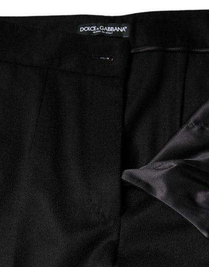 Pantaloni da donna a vita media in cashmere nero Dolce &amp; Gabbana