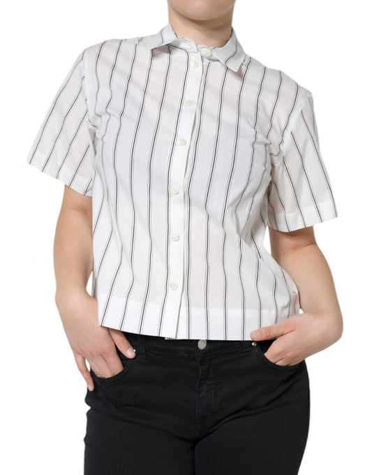 Polo a maniche corte con colletto a righe bianche Dolce &amp; Gabbana