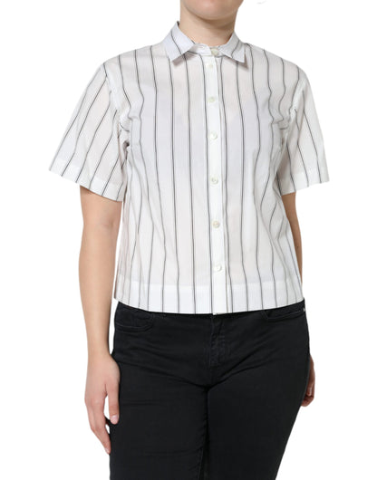 Polo a maniche corte con colletto a righe bianche Dolce &amp; Gabbana
