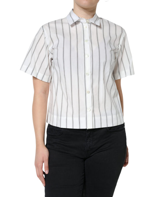 Polo a maniche corte con colletto a righe bianche Dolce &amp; Gabbana