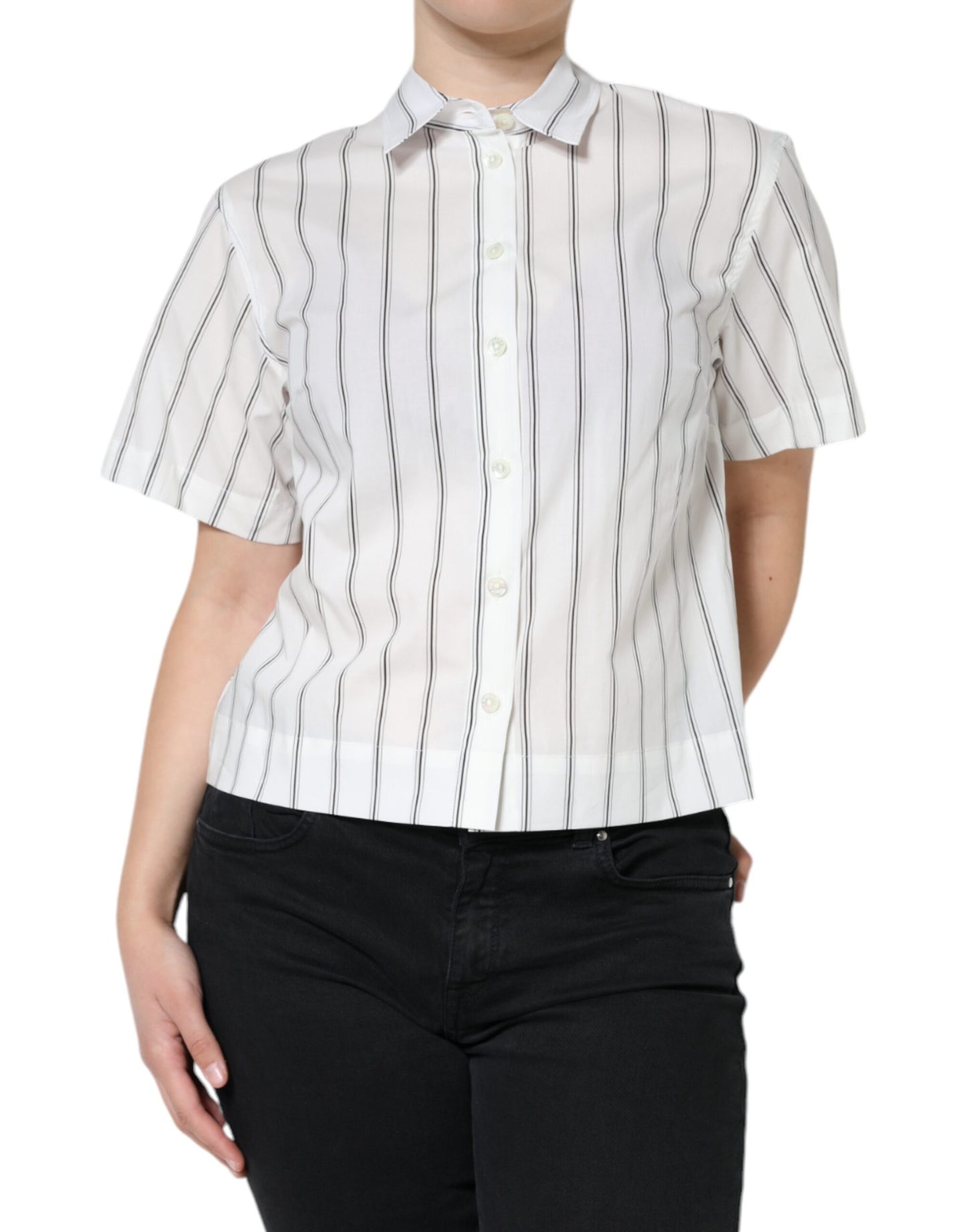 Polo a maniche corte con colletto a righe bianche Dolce &amp; Gabbana