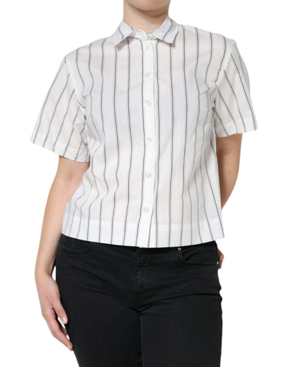 Polo a maniche corte con colletto a righe bianche Dolce &amp; Gabbana