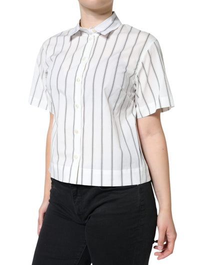 Polo a maniche corte con colletto a righe bianche Dolce &amp; Gabbana