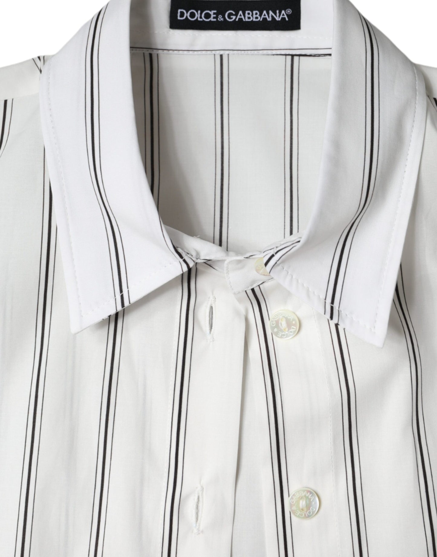 Polo a maniche corte con colletto a righe bianche Dolce &amp; Gabbana