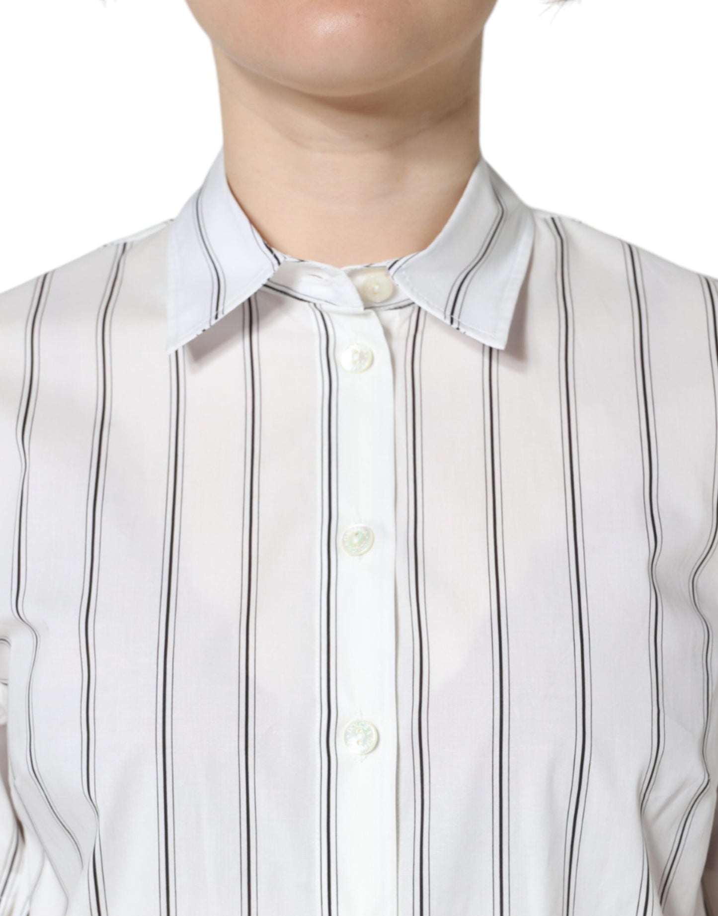 Polo a maniche corte con colletto a righe bianche Dolce &amp; Gabbana