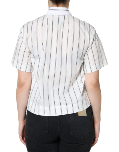 Polo a maniche corte con colletto a righe bianche Dolce &amp; Gabbana