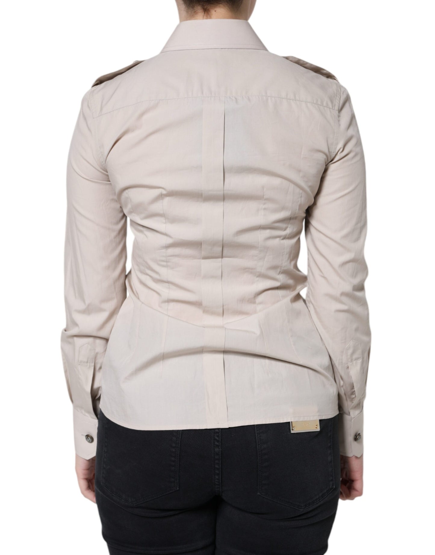 Dolce &amp; Gabbana Camicia con colletto e bottoni in cotone beige
