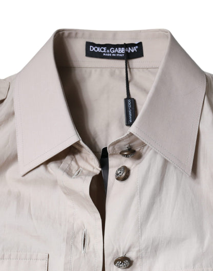 Dolce &amp; Gabbana Camicia con colletto e bottoni in cotone beige
