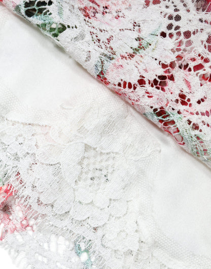 Dolce &amp; Gabbana Top blusa a maniche corte in pizzo bianco peonia