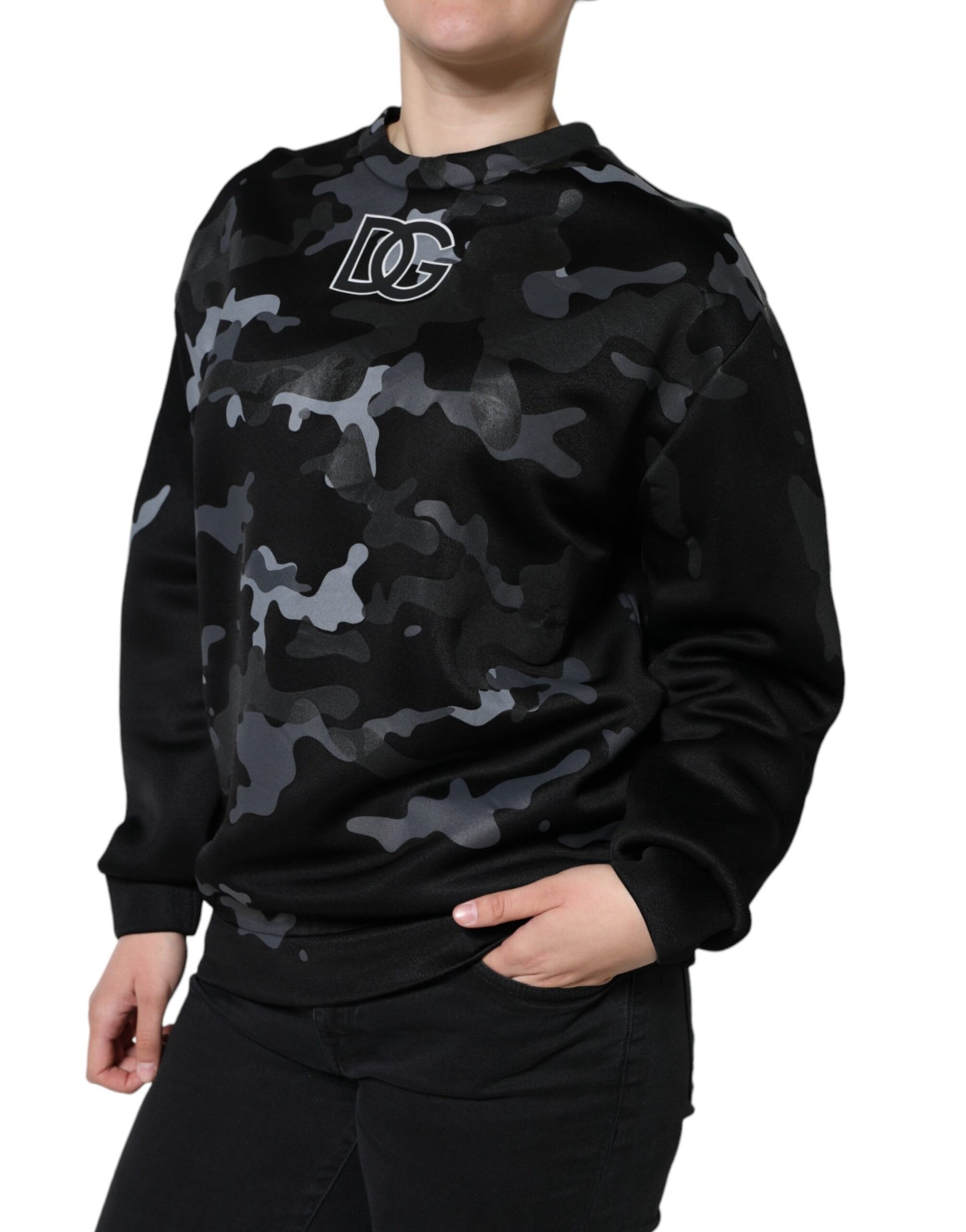 Dolce &amp; Gabbana Felpa girocollo nera mimetica