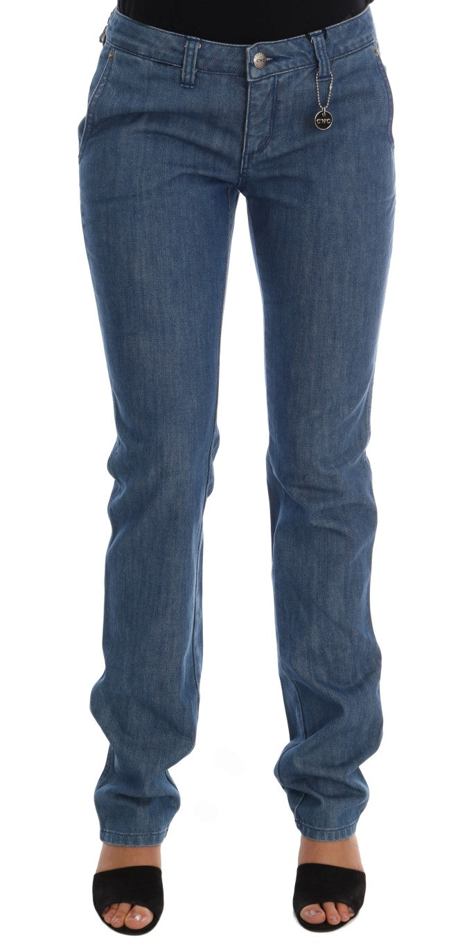 Jeans slim in denim di cotone blu lavato Costume National