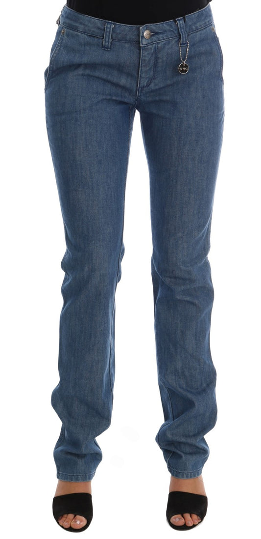Jeans slim in denim di cotone blu lavato Costume National