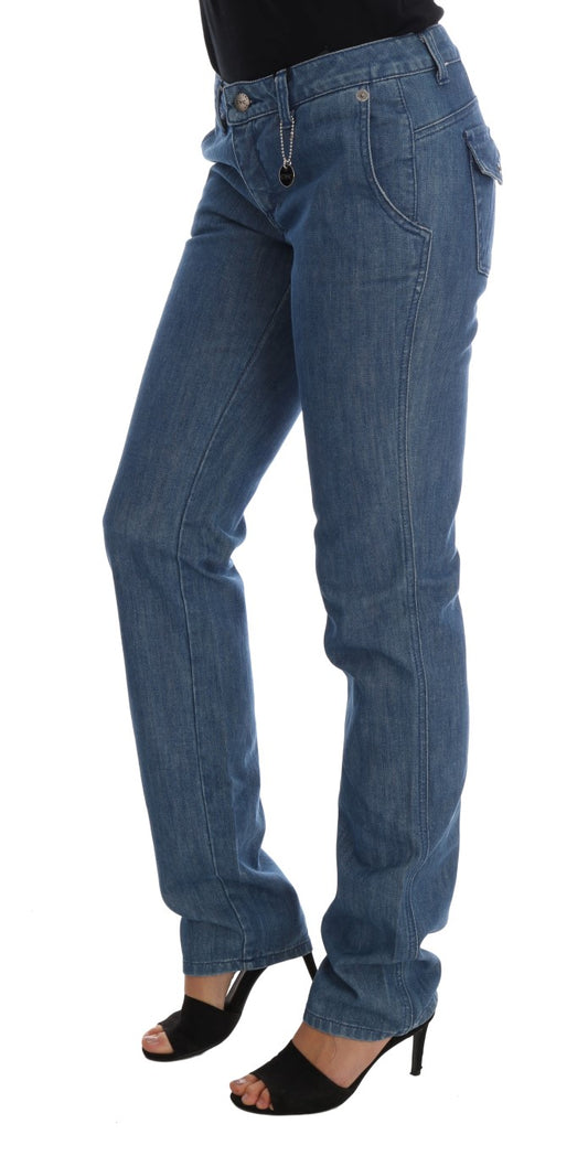 Jeans slim in denim di cotone blu lavato Costume National