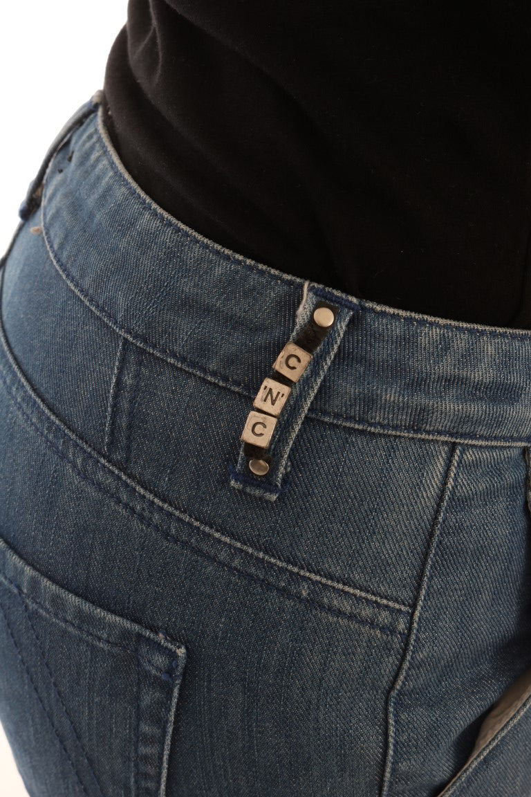 Jeans slim in denim di cotone blu lavato Costume National