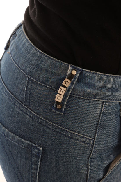 Jeans slim in denim di cotone blu lavato Costume National