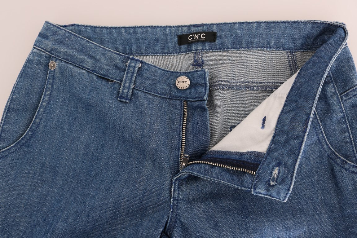 Jeans slim in denim di cotone blu lavato Costume National