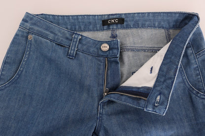 Jeans slim in denim di cotone blu lavato Costume National