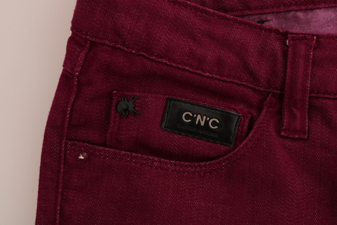 Jeans elasticizzati in cotone lavato rosso Costume National
