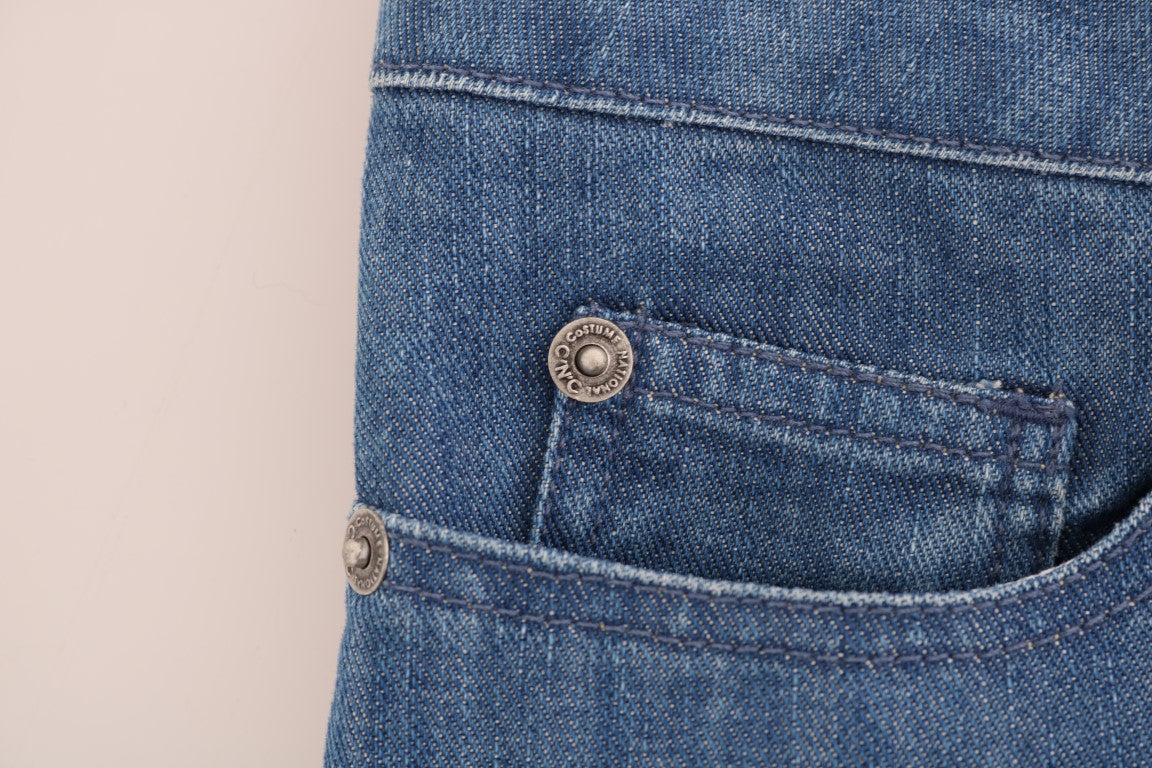 Jeans boyfriend fit in cotone blu lavato di Costume National