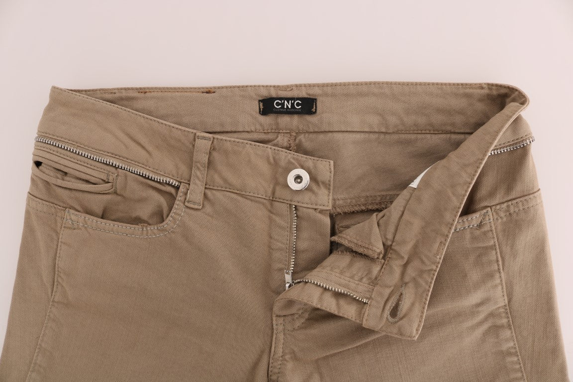 Jeans slim fit elasticizzati in cotone beige Costume National