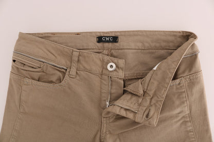 Jeans slim fit elasticizzati in cotone beige Costume National