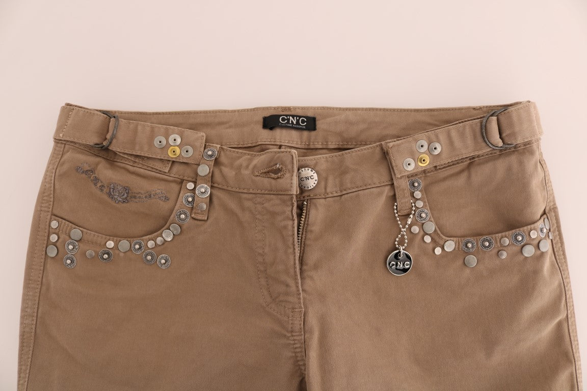 Jeans slim fit elasticizzati in cotone beige Costume National