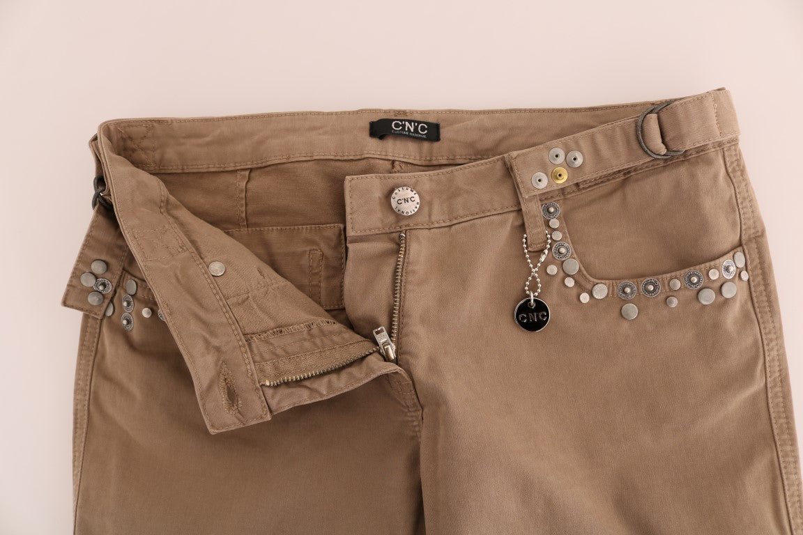 Jeans slim fit elasticizzati in cotone beige Costume National