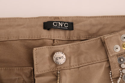 Jeans slim fit elasticizzati in cotone beige Costume National