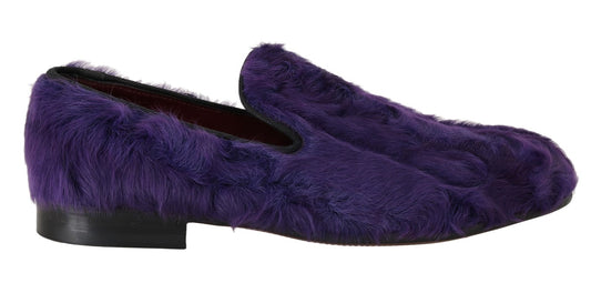 Mocassini in pelle di pecora viola Dolce &amp; Gabbana
