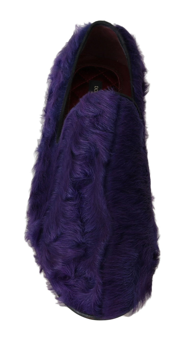 Mocassini in pelle di pecora viola Dolce &amp; Gabbana