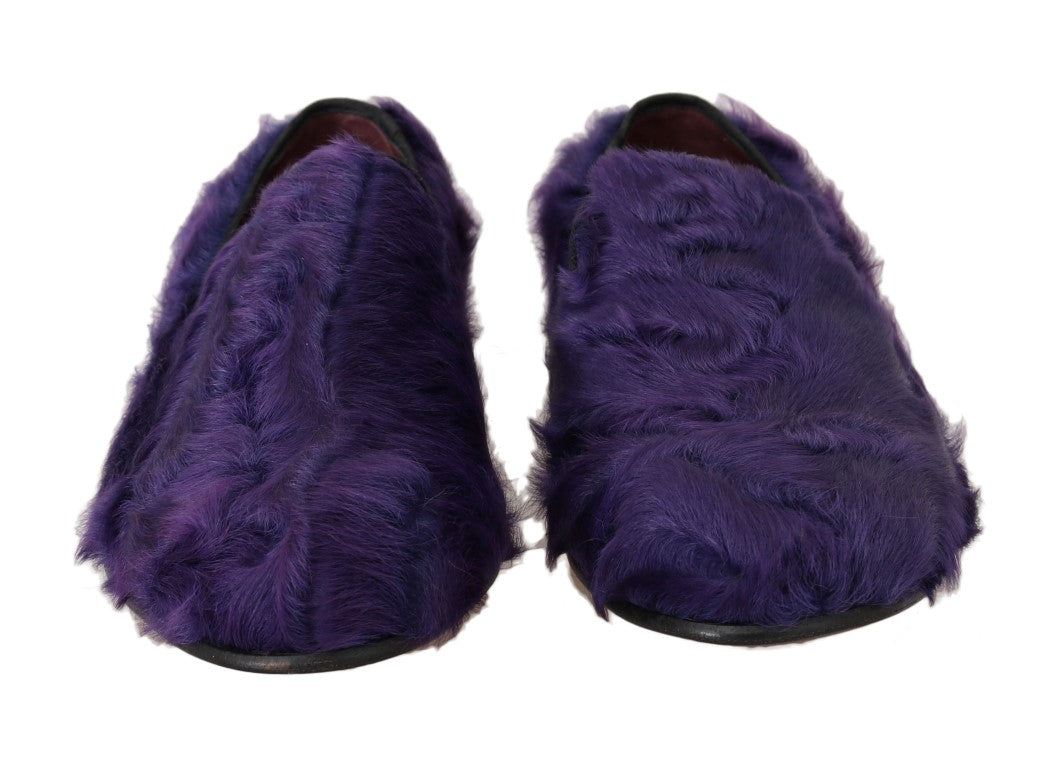 Mocassini in pelle di pecora viola Dolce &amp; Gabbana