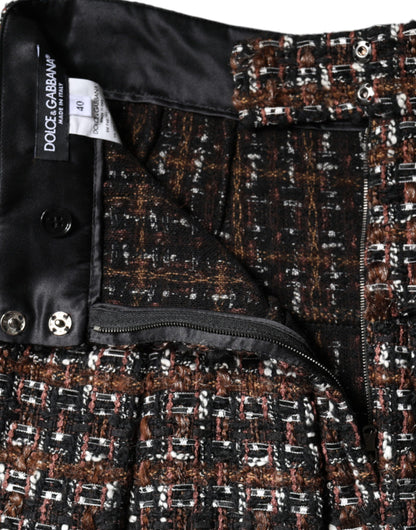 Minigonna a trapezio in tweed tartan multicolore a vita alta Dolce &amp; Gabbana