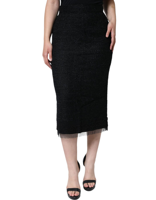Gonna midi a tubino in lana vergine nera Dolce &amp; Gabbana