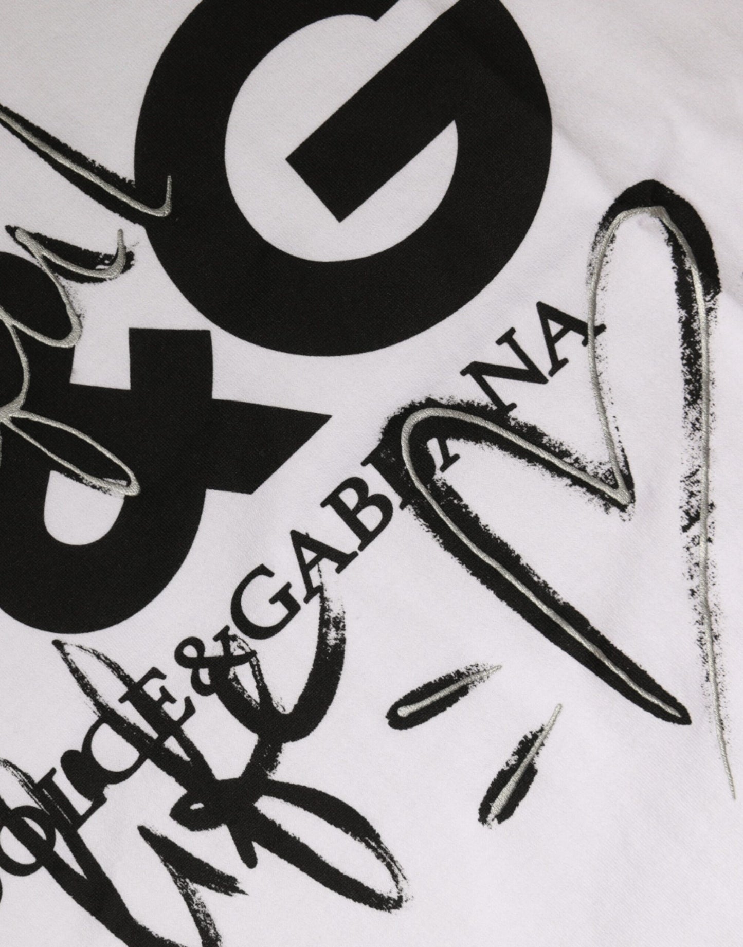 T-shirt girocollo con stampa logo Dolce &amp; Gabbana in cotone bianco