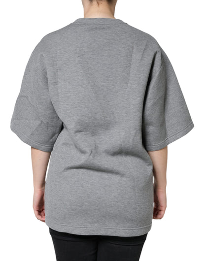 Maglietta Dolce &amp; Gabbana in misto cotone grigio con decorazioni