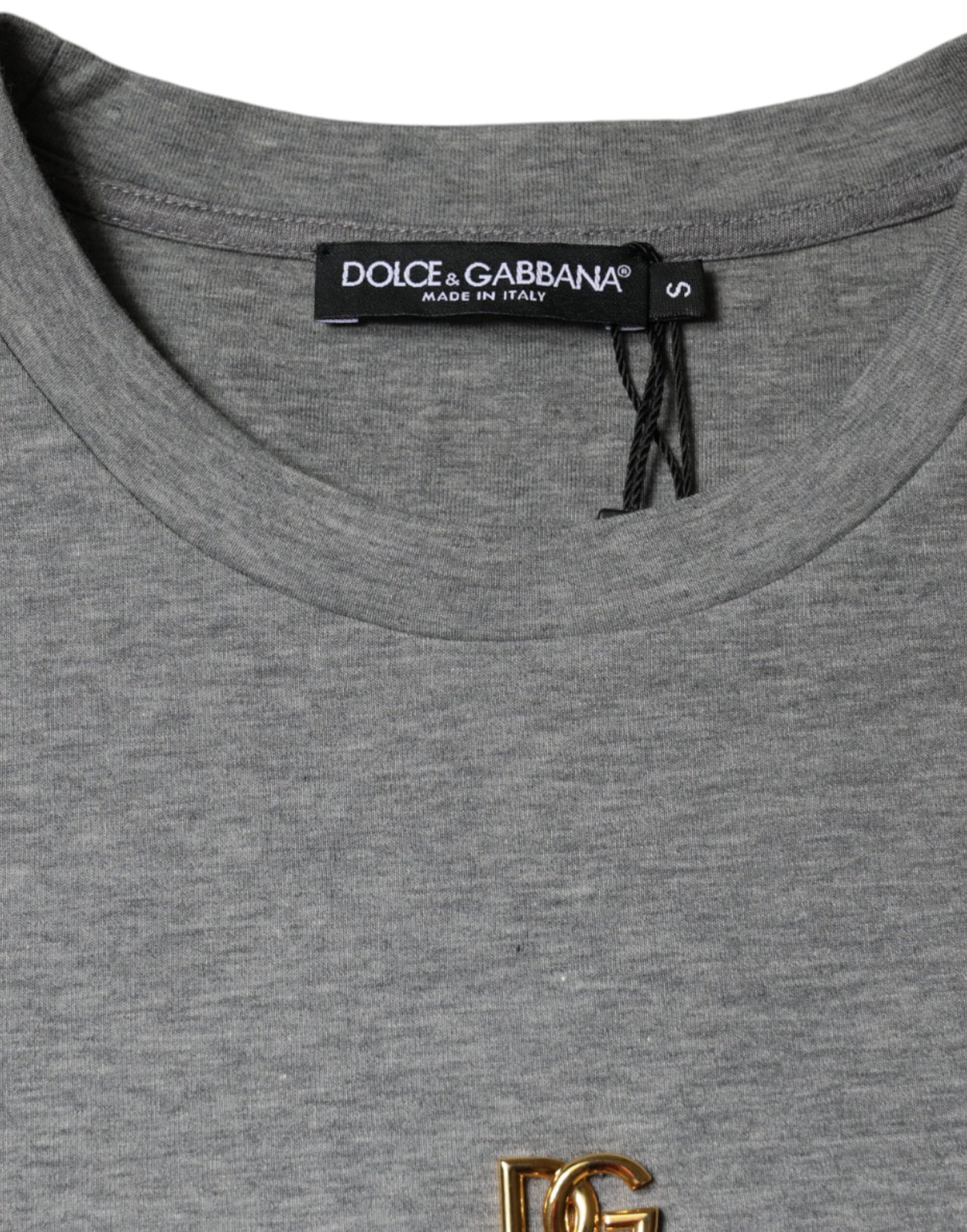 Maglietta Dolce &amp; Gabbana in misto cotone grigio con decorazioni