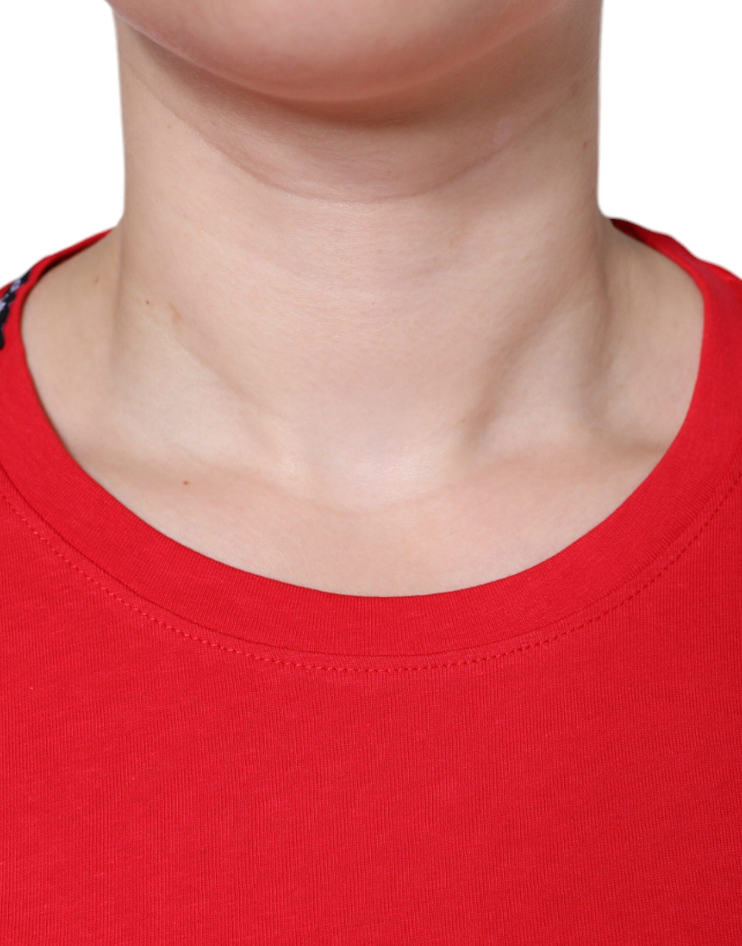 Maglietta a maniche corte con scollo rotondo in cotone rosso Dolce &amp; Gabbana