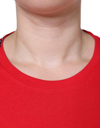 Maglietta a maniche corte con scollo rotondo in cotone rosso Dolce &amp; Gabbana