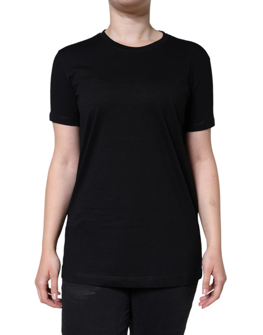 T-shirt girocollo a maniche corte in cotone nero Dolce &amp; Gabbana