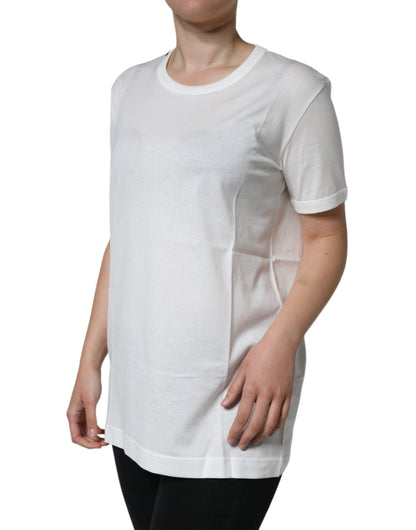 T-shirt a maniche corte con scollo rotondo in cotone bianco Dolce &amp; Gabbana